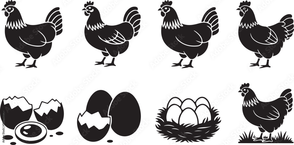 Naklejka premium Hen and chicken