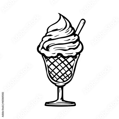 Delicious, sweet ice cream desserts in cones, cups, and glasses are perfect for a cold summer snack