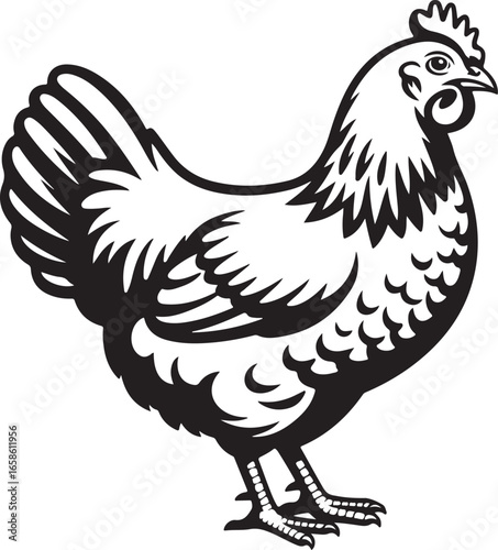 Simple silhouette of a chicken in front view