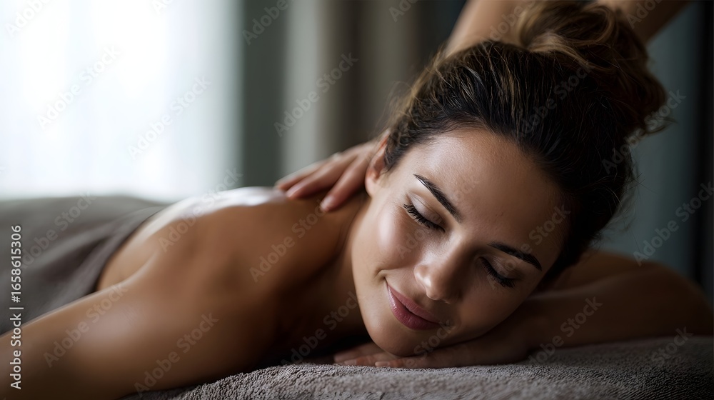 Obraz premium A woman receiving a soothing back massage in a spa setting