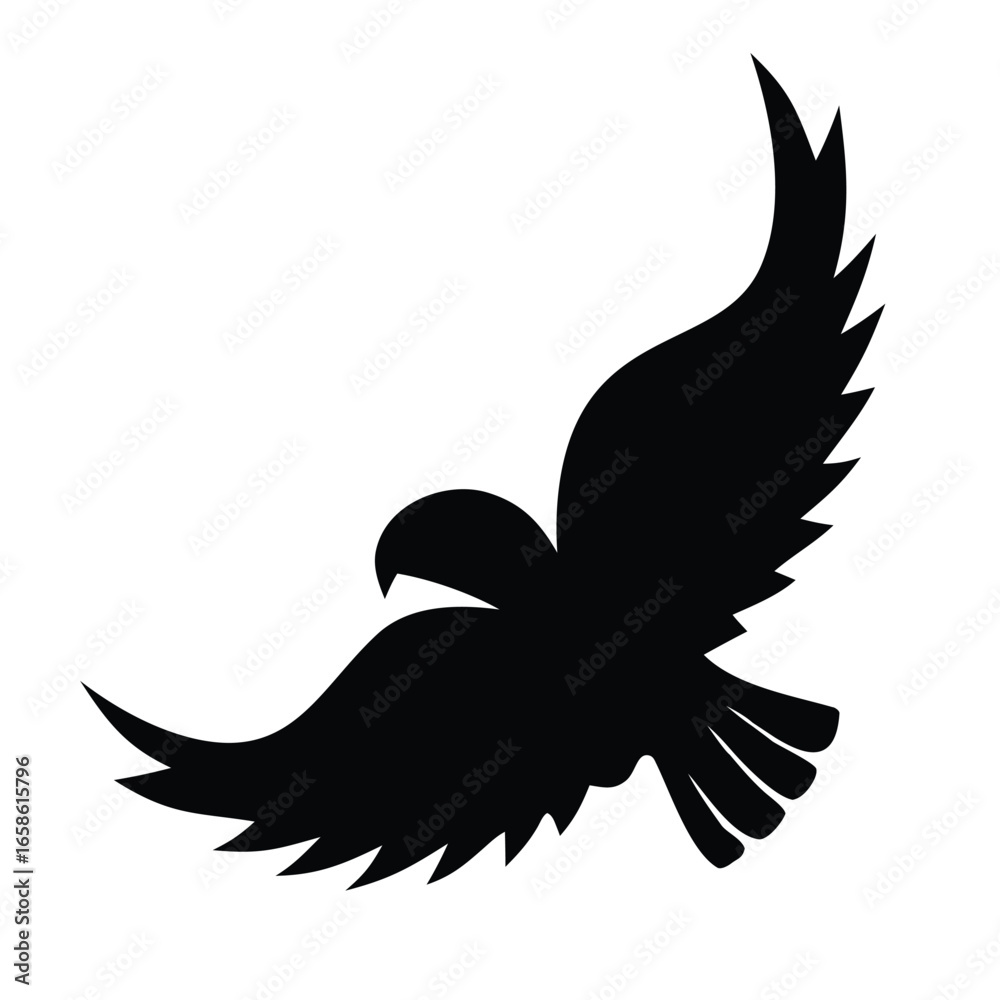 Obraz premium Flying Bird Silhouette Vector | Eagle, Hawk, Falcon Icon Design
