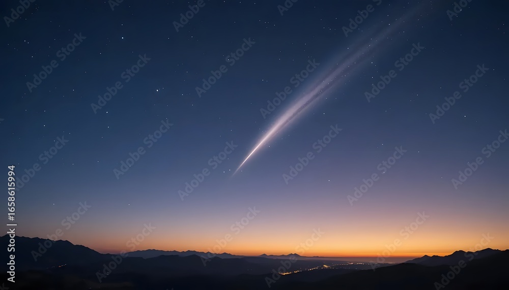 Fototapeta premium Night sky comet photography wallpaper background space astronomy landscape