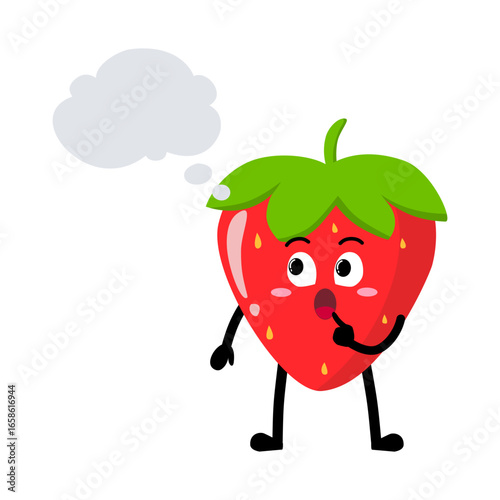 Cute Hand Drawn Strawberry Daydreaming Imagining
