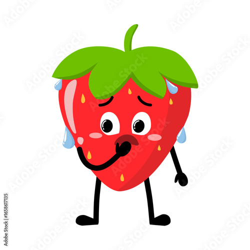 Cute Hand Drawn Nervous Strawberry Expression