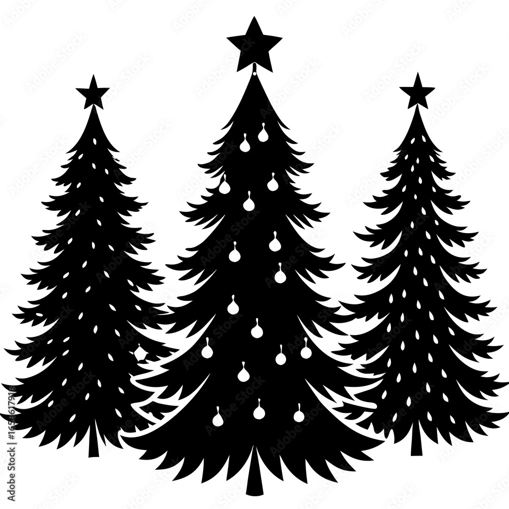 Fototapeta premium Set Of Silhouette Christmas Tree, Silhouette Christmas Tree Set, Silhouette Christmas Tree Vector, Silhouette Christmas Tree Vector, Christmas Tree Silhouette Vector