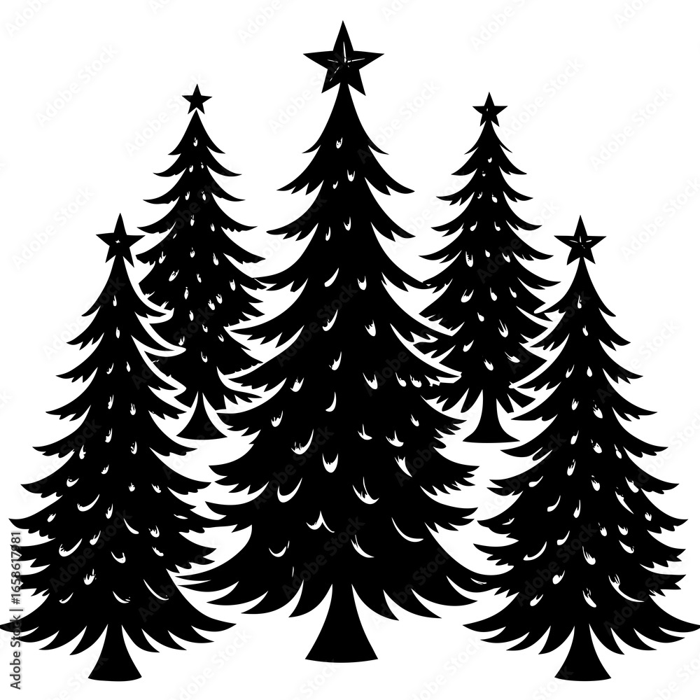 Obraz premium Set Of Silhouette Christmas Tree, Silhouette Christmas Tree Set, Silhouette Christmas Tree Vector, Silhouette Christmas Tree Vector, Christmas Tree Silhouette Vector