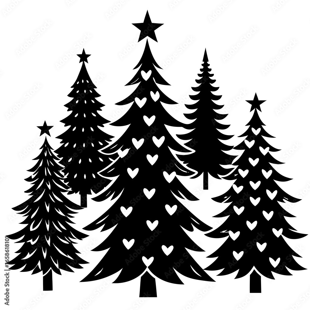 Obraz premium Set Of Silhouette Christmas Tree, Silhouette Christmas Tree Set, Silhouette Christmas Tree Vector, Silhouette Christmas Tree Vector, Christmas Tree Silhouette Vector 