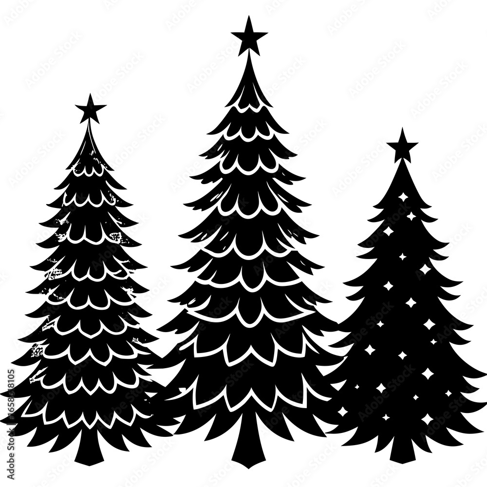 Obraz premium Set Of Silhouette Christmas Tree, Silhouette Christmas Tree Set, Silhouette Christmas Tree Vector, Silhouette Christmas Tree Vector, Christmas Tree Silhouette Vector