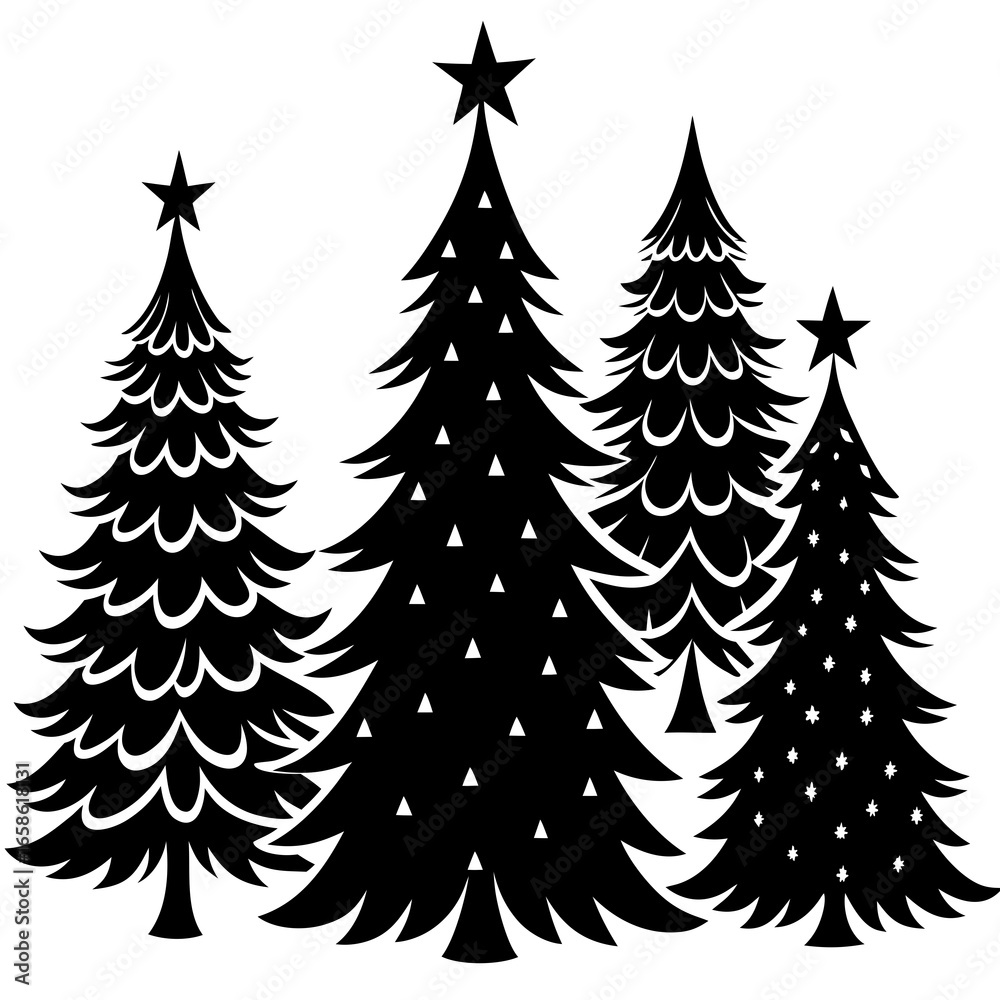 Obraz premium Set Of Silhouette Christmas Tree, Silhouette Christmas Tree Set, Silhouette Christmas Tree Vector, Silhouette Christmas Tree Vector, Christmas Tree Silhouette Vector 