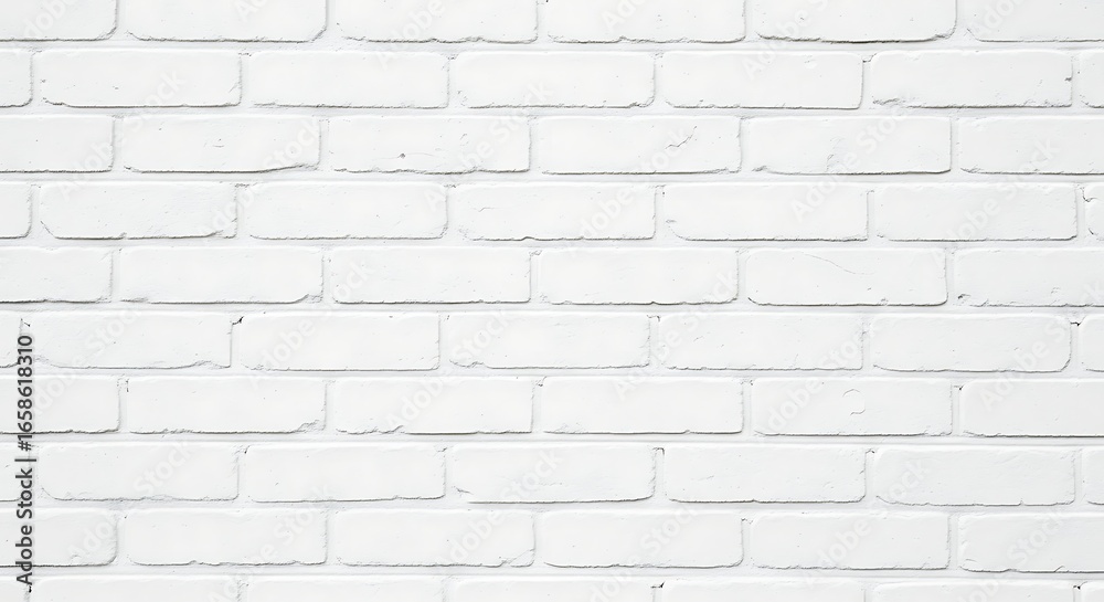 Fototapeta premium Textured white brick wall pattern with a weathered, aged surface and concrete block construction