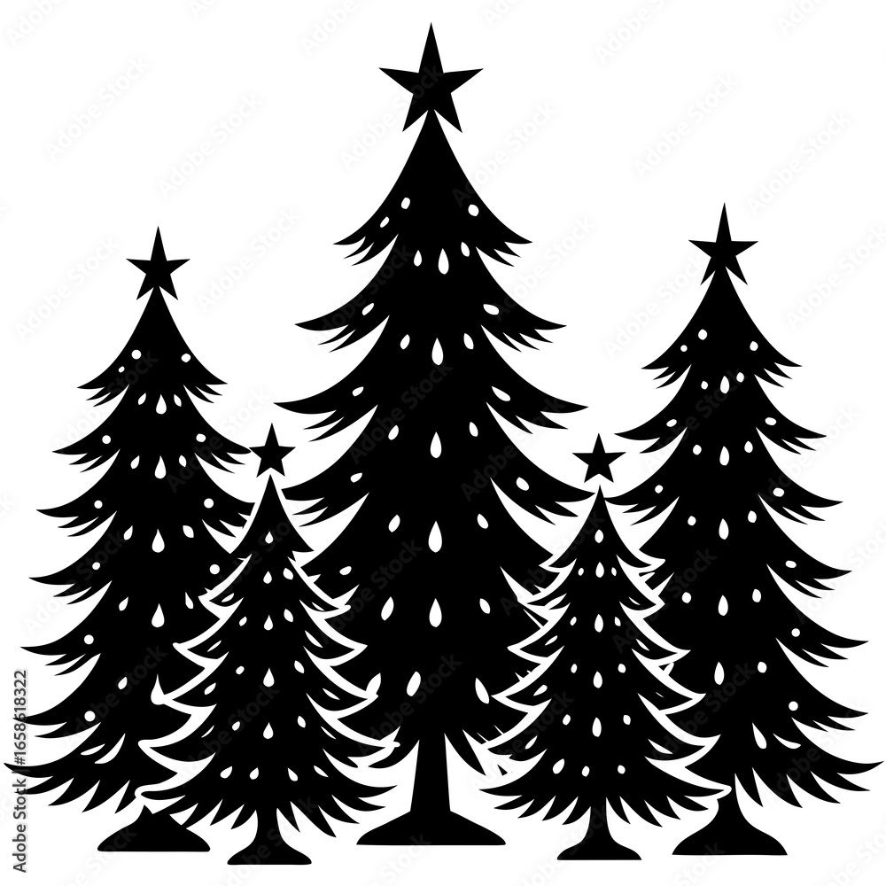 Obraz premium Set Of Silhouette Christmas Tree, Silhouette Christmas Tree Set, Silhouette Christmas Tree Vector, Silhouette Christmas Tree Vector, Christmas Tree Silhouette Vector