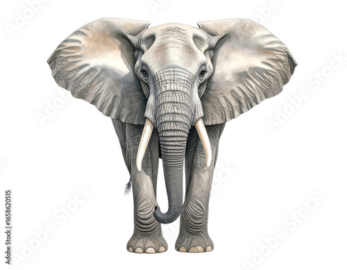  Walking Elephant Side Profile with Raised Trunk, Transparent PNG,And transparent the background.