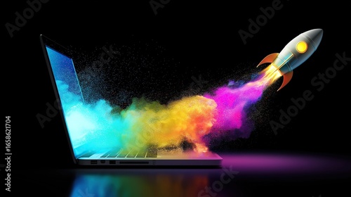 A futuristic rocket launch symbolizing AI agent growth and the future of AGI technology and ASI superintelligence for agentic autonomy