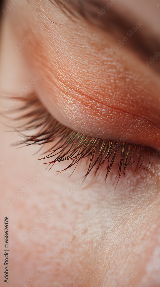 Fototapeta premium Close-Up of Eye with Long Lashes and Soft Makeup 
