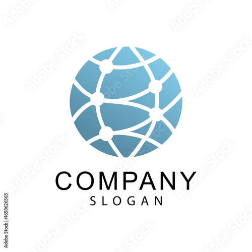 Abstract blue globe network connection logo