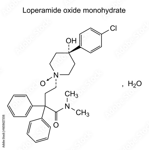 Chemical structure of loperamide oxide monohydrate, drug substance