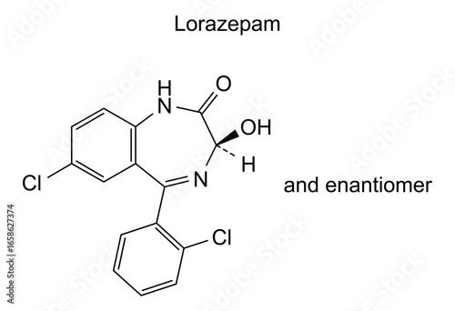 Chemical structure of lorazepam, drug substance