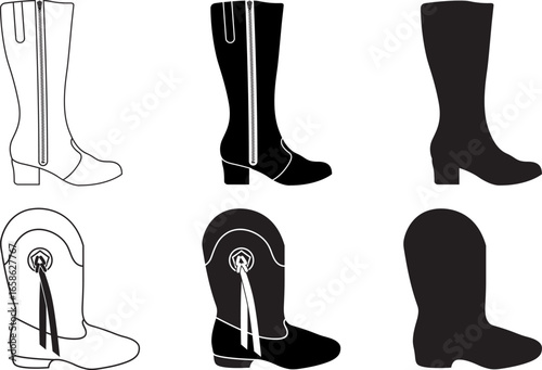 Drill Team Majorette Boots EPS, Vector Images Black and White