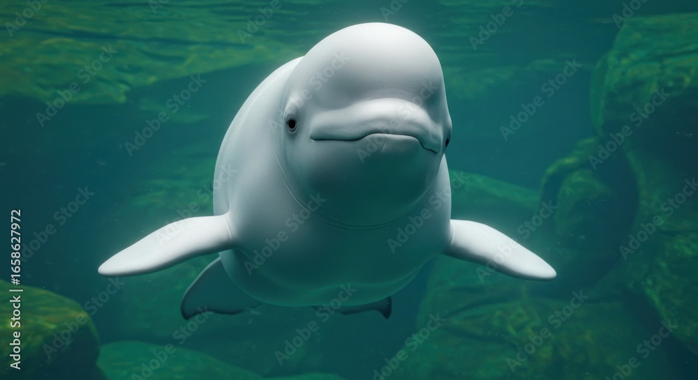 Naklejka premium Beluga whale in aquarium