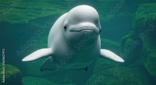 Beluga whale in aquarium