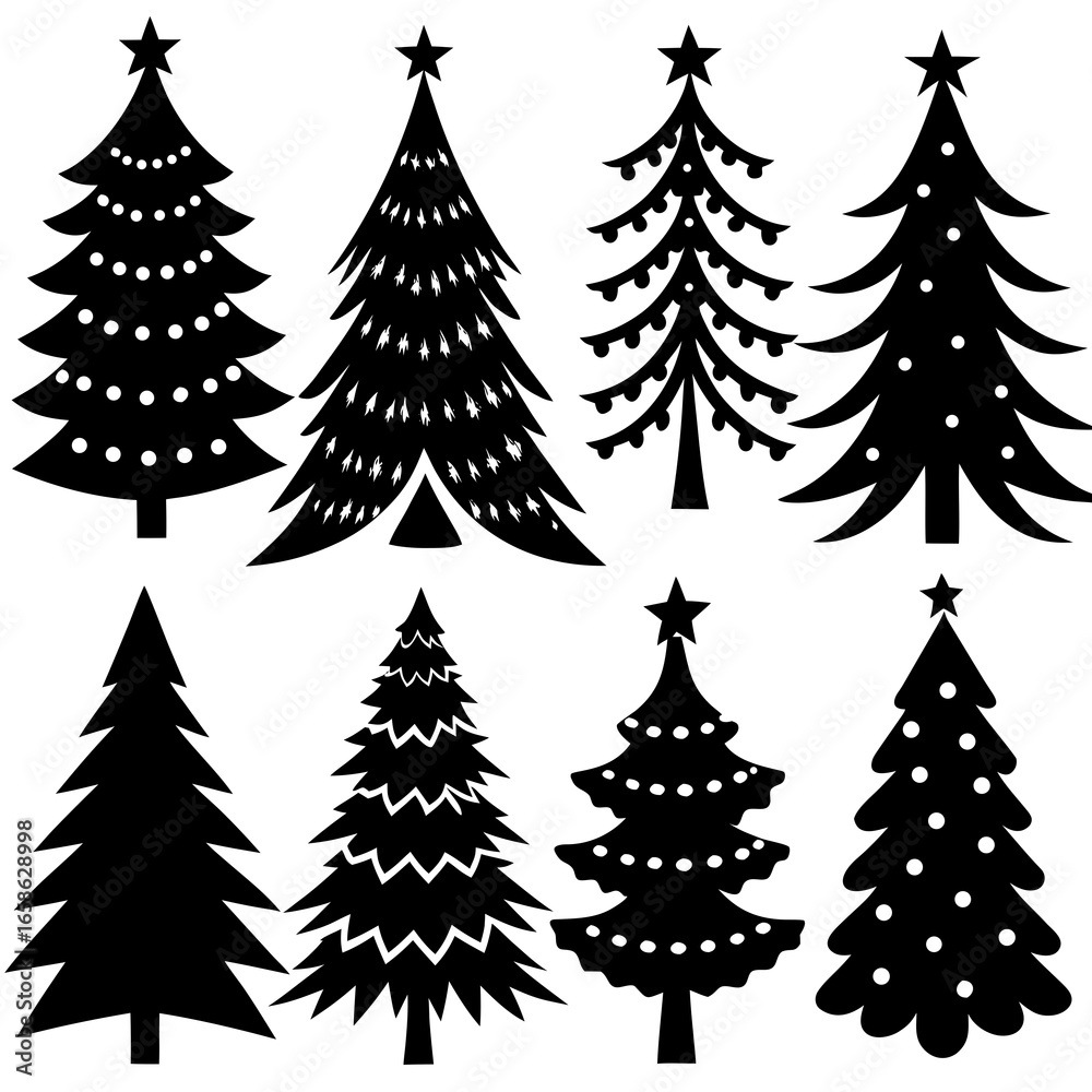 Obraz premium Set Of Silhouette Christmas Tree, Silhouette Christmas Tree Set, Silhouette Christmas Tree Vector, Silhouette Christmas Tree Vector, Christmas Tree Silhouette Vector 