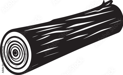 Fototapeta Naklejka Na Ścianę i Meble -   Black Round Timber Log Vector Illustration