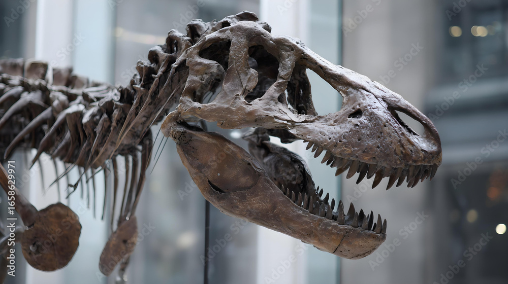 Fototapeta premium close up skeleton of a dinosaur