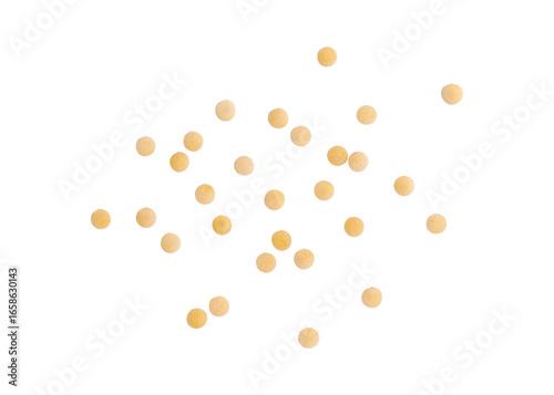 dry couscous scattered on white background, food healthy concept isolated