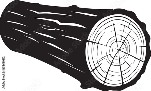  Black Round Timber Log Vector Illustration