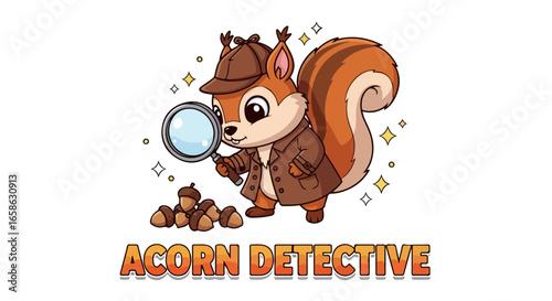 VECTOR Acorn Detective - A Cute Squirrel Cartoon on the Case!