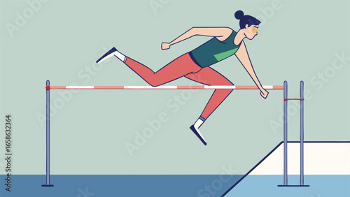 High jumper leaps over a hurdle during competition