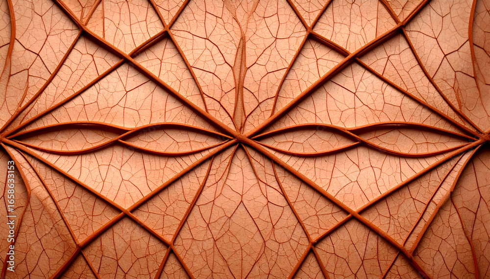 Fototapeta premium Abstract Geometric Leaf Texture Pattern in Brown and Orange Hues