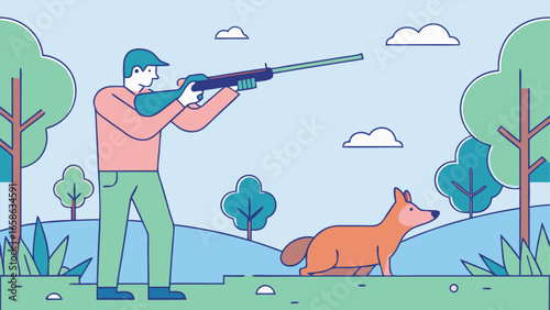 Person hunting with a rifle in a nature setting