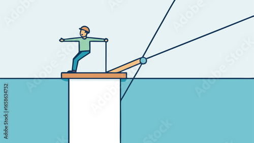 Balancing on a platform over water