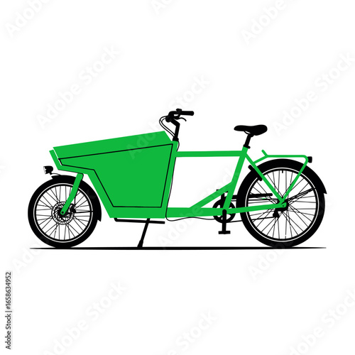 Green Cargo Bike Illustration, Sustainable Urban Transportation Vector Graphic, Modern Load Carrier Design