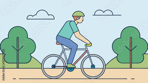Cyclist enjoying a ride in a peaceful park setting