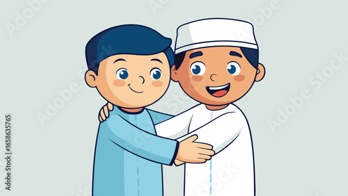 Friends celebrate with warm hugs
