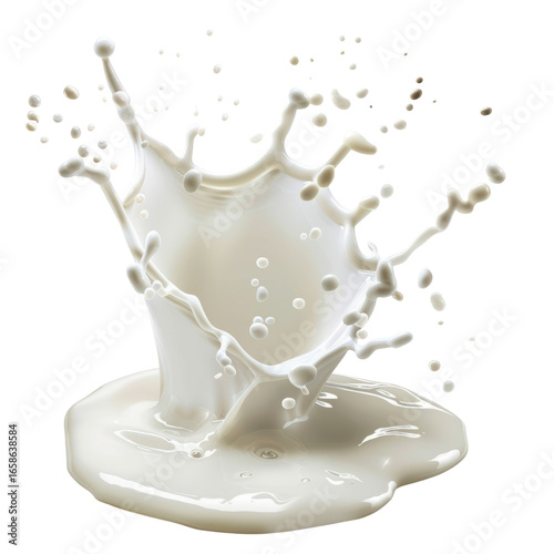 Splashing milk with droplets, a refreshing dairy beverage concept