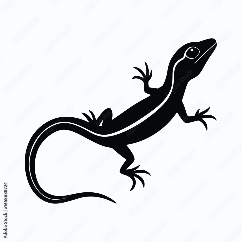 Naklejka premium Brown anole reptile animal silhouette design
