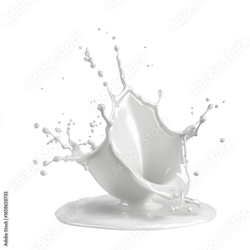 Dynamic Milk Splash, Creamy Liquid Motion, Dairy Product Explosion