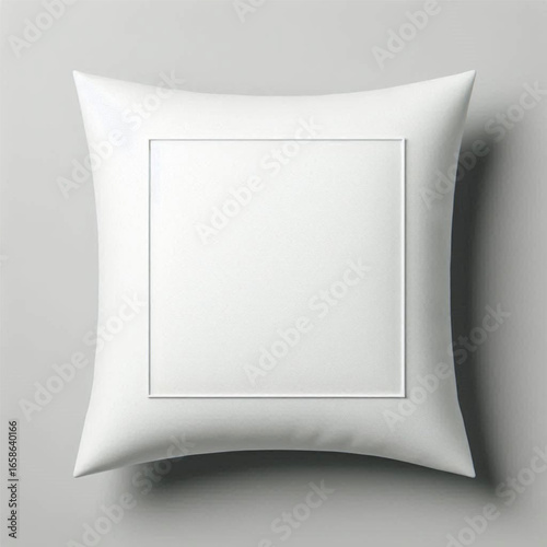 A pristine white pillow positioned centrally on a soft gray background, ideal for home decor