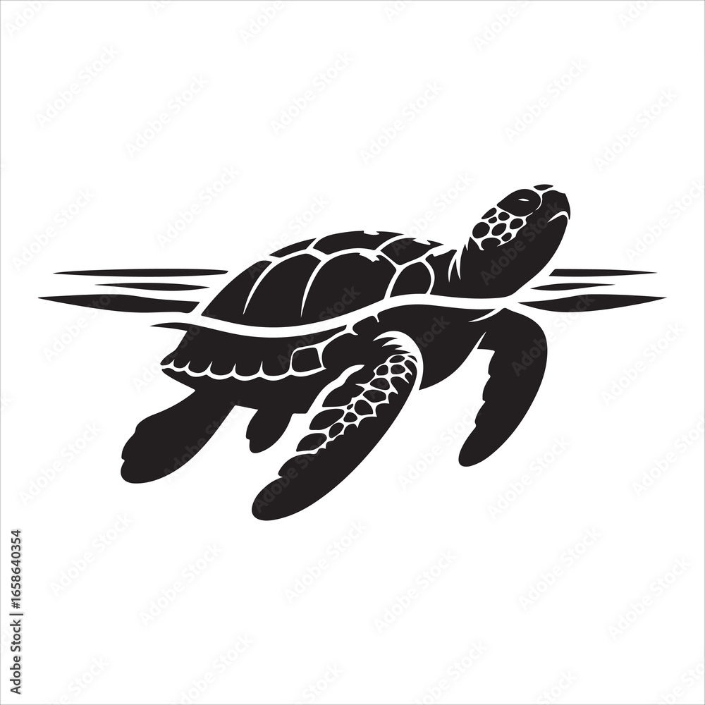 Obraz premium Silhouette vector of a turtle standing on a white background