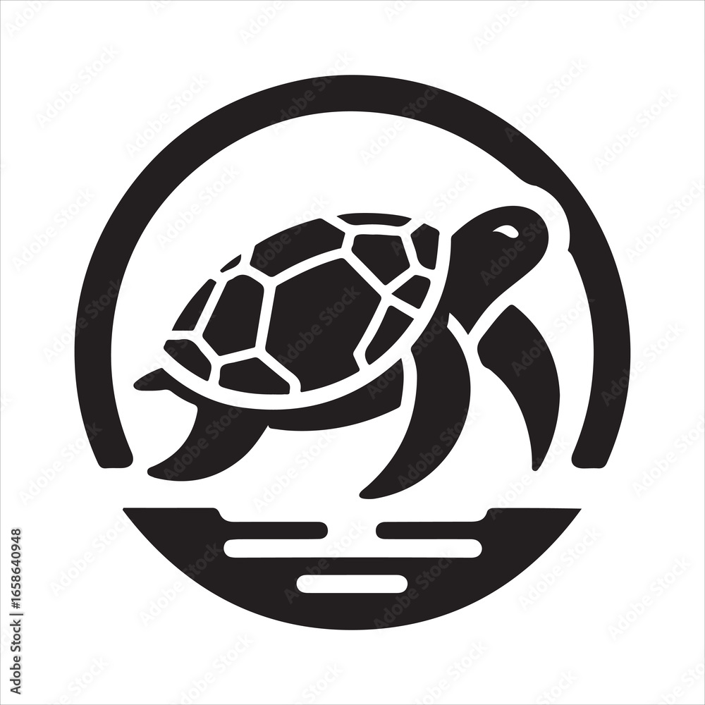 Obraz premium Silhouette vector of a turtle standing on a white background