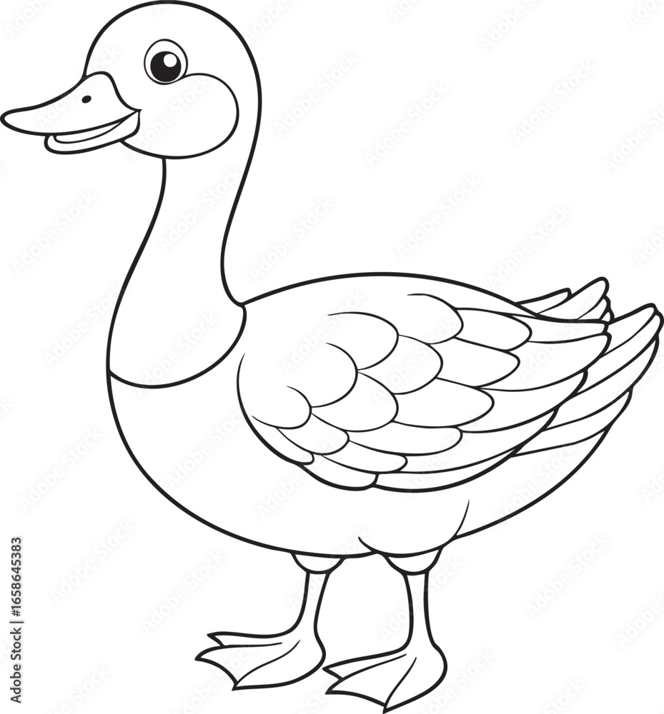 Fototapeta premium a cute duck illustration in simple line art