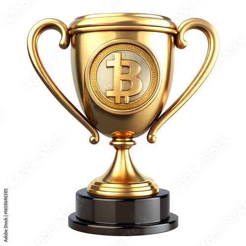 Bitcoin Winner Trophy Pro PNG Illustration