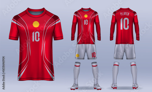 t-shirt sport design template, Soccer jersey mockup for football club. uniform front and back view.