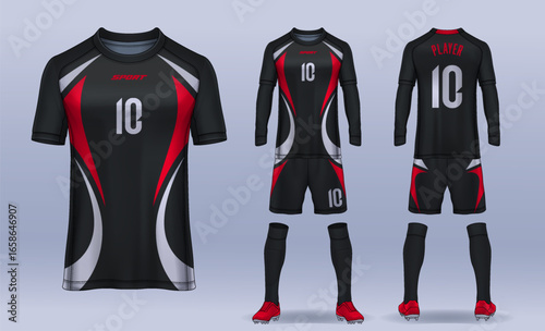 t-shirt sport design template, Soccer jersey mockup for football club. uniform front and back view.