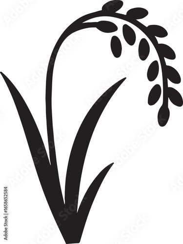 Silhouette vector of rice plant, simple and clean design, perfect for agriculture and farm projects.