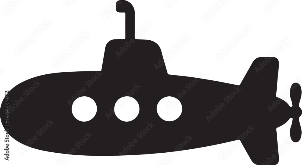 Obraz premium Silhouette vector of submarine, simple and clean design, ideal for marine and naval projects.