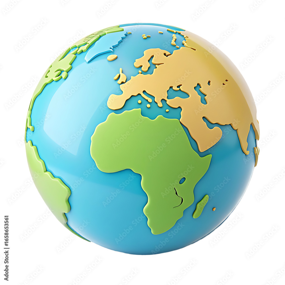 Naklejka premium 3d icon Vibrant Cartoon Globe Earth Illustration for Presentations Websites transparent png